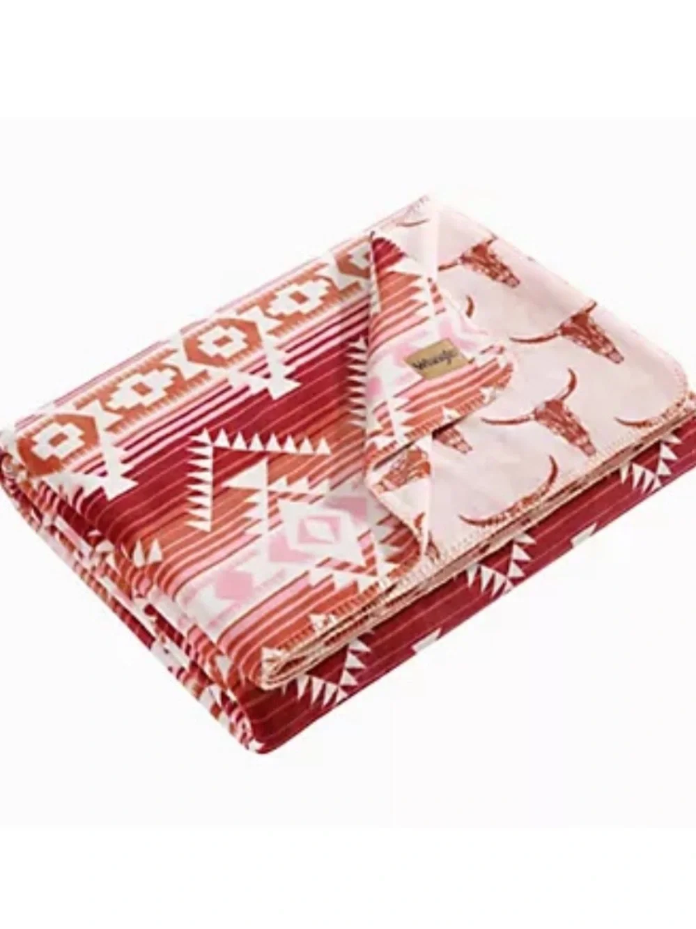 Wrangler Reversible Plush Throw Blanket - Pink & Rust